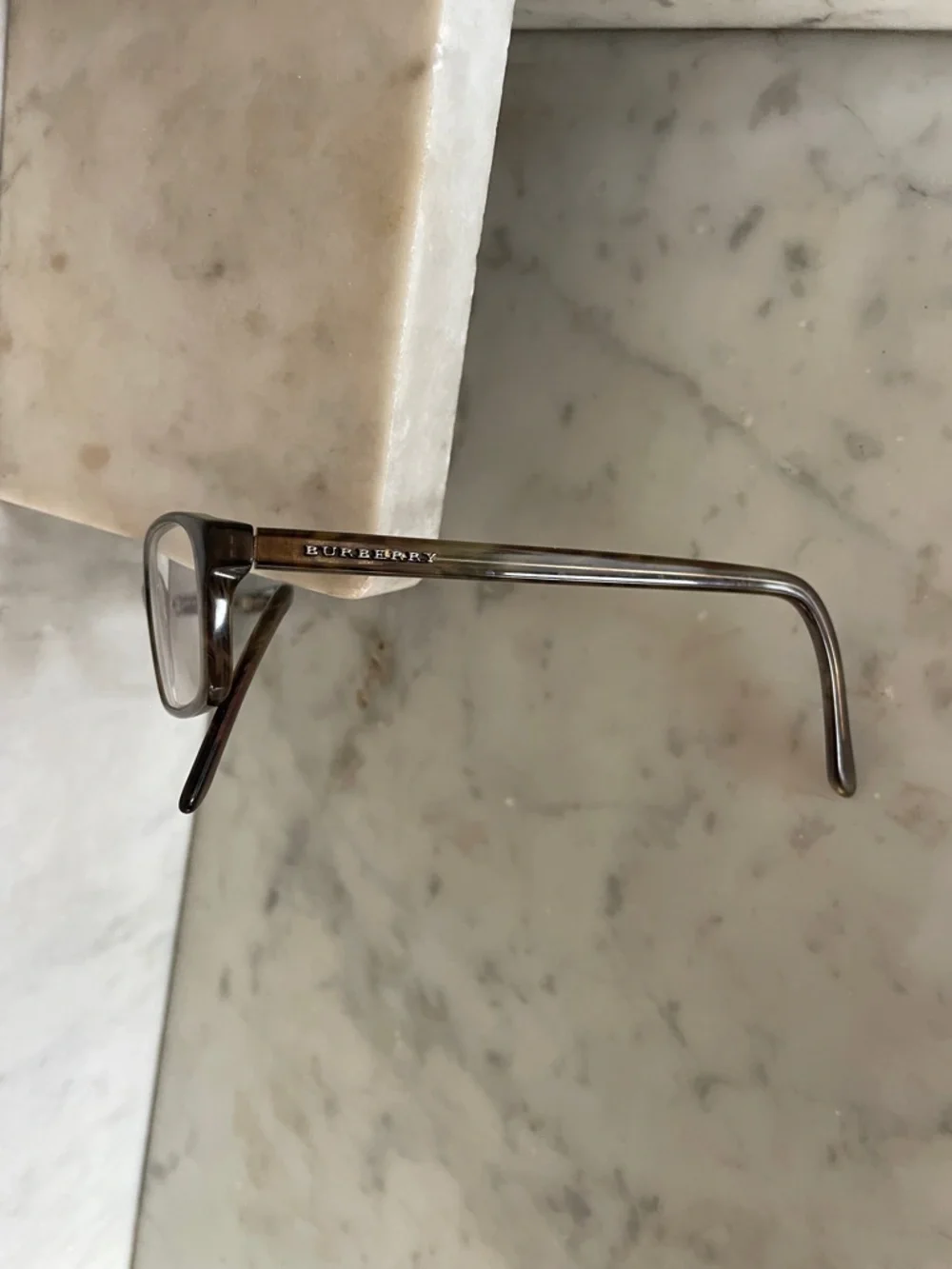 BURBERRY Havana Brown Tortoiseshell Rectangular RX Glasses